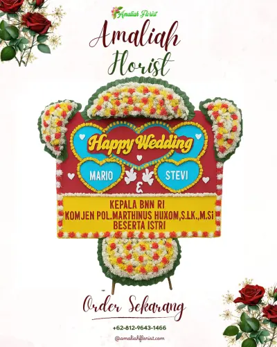 Karangan Papan Bunga Pernikahan di Banyubiru